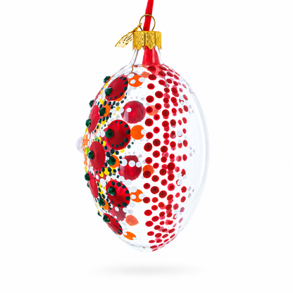 Red Poppy Floral Glass Egg Ornament 4 Inches