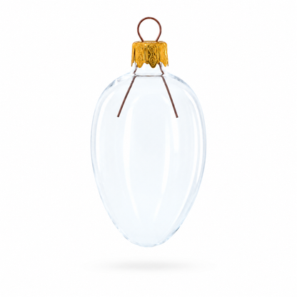 Set of 6 Clear Mini Glass Egg Ornaments 2.9 Inches