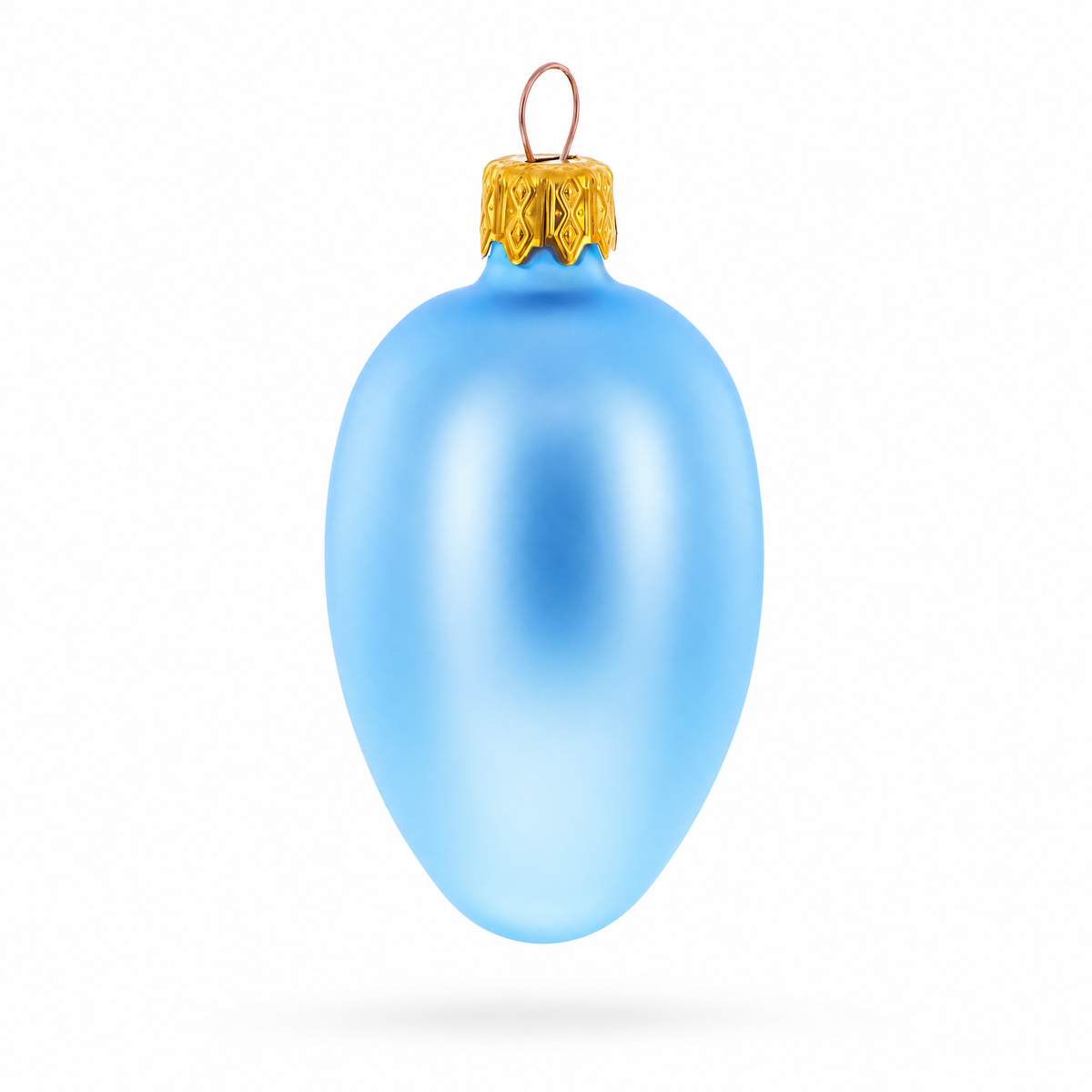 Set of 6 Blue Mini Glass Egg Ornaments 2.9 Inches