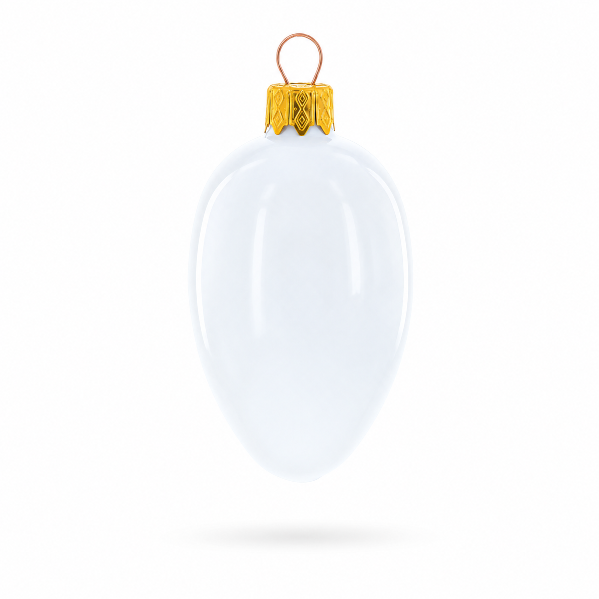 Set of 6 Glossy White Mini Glass Egg Ornaments 2.9 Inches