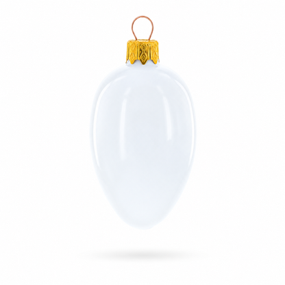 Set of 6 Glossy White Mini Glass Egg Ornaments 2.9 Inches