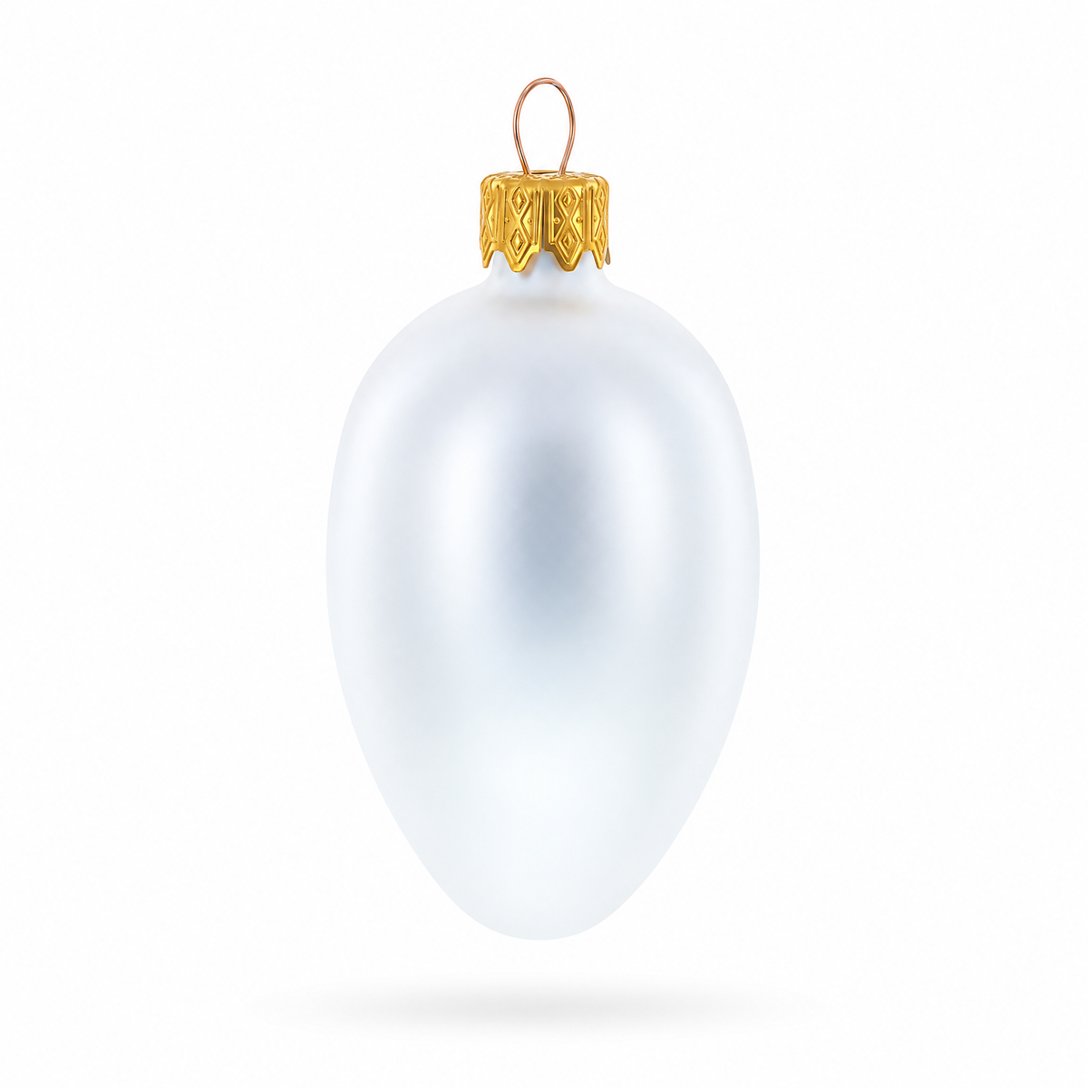 Set of 6 Matte  White Mini Glass Egg Ornaments 2.9 Inches