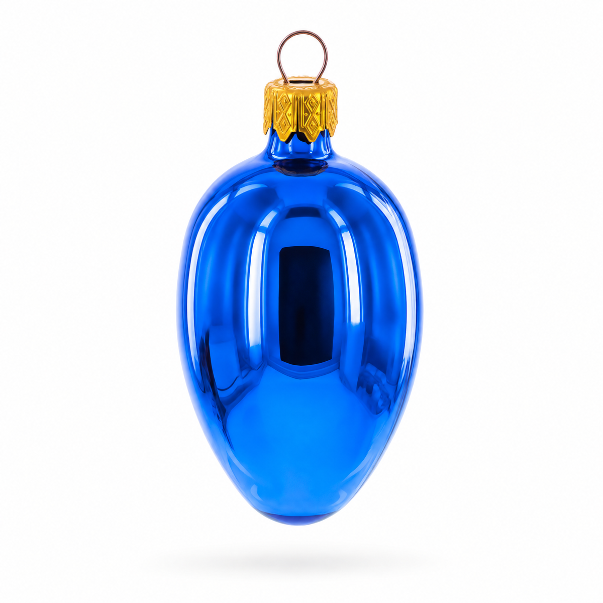 Set of 6 Glossy Blue Mini Glass Egg Ornaments 2.9 Inches