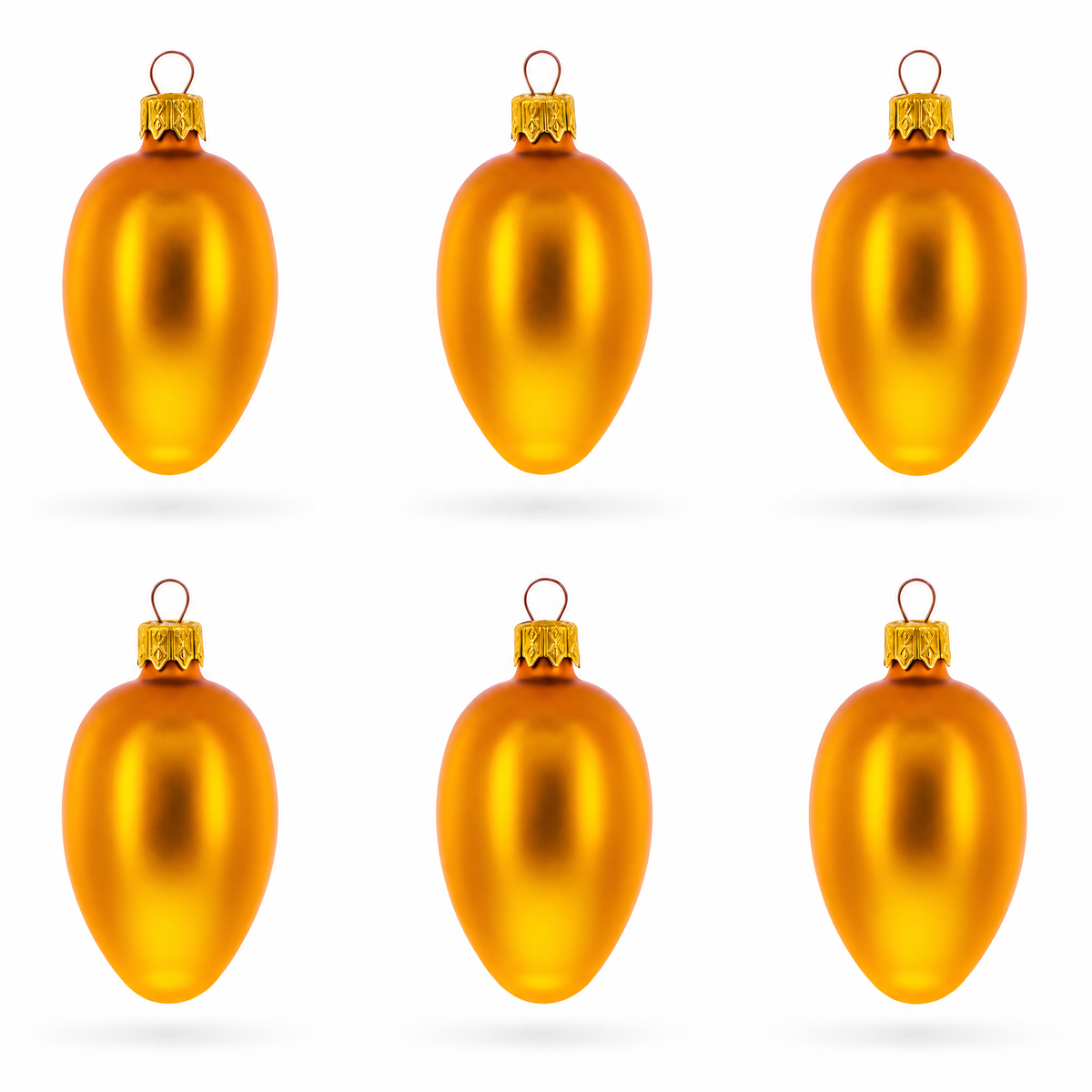 Set of 6 Matte Gold Mini Glass Egg Ornaments 2.9 Inches