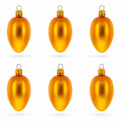 Set of 6 Matte Gold Mini Glass Egg Ornaments 2.9 Inches