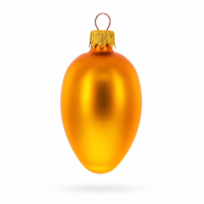 Set of 6 Matte Gold Mini Glass Egg Ornaments 2.9 Inches