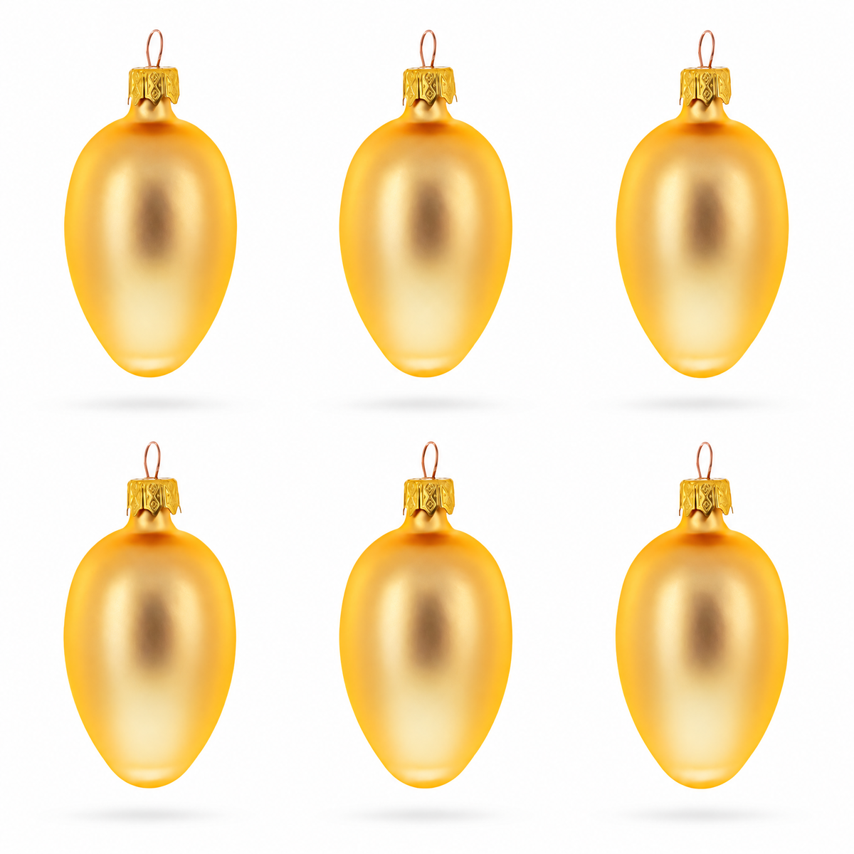 Set of 6 Rose Gold Mini Glass Egg Ornaments 2.9 Inches