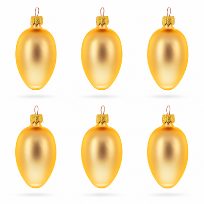 Set of 6 Rose Gold Mini Glass Egg Ornaments 2.9 Inches