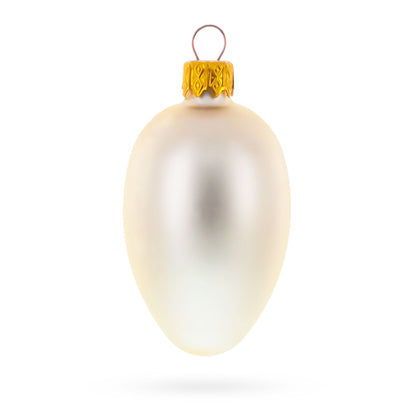 Set of 6 Champagne Mini Glass Egg Ornaments 2.9 Inches