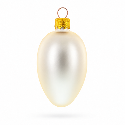 Set of 6 Champagne Mini Glass Egg Ornaments 2.9 Inches