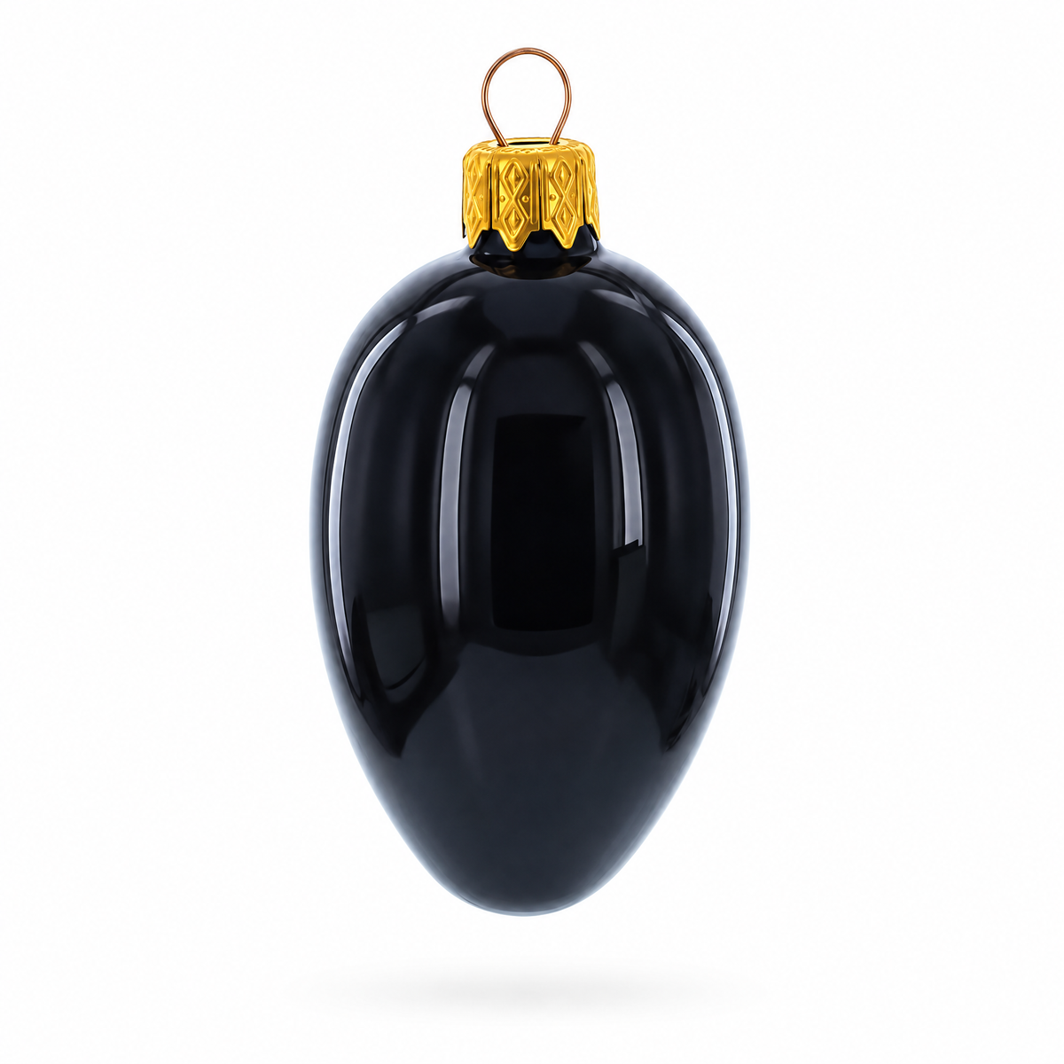 Set of 6 Black Mini Glass Egg Ornaments 2.9 Inches