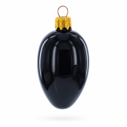 Set of 6 Black Mini Glass Egg Ornaments 2.9 Inches