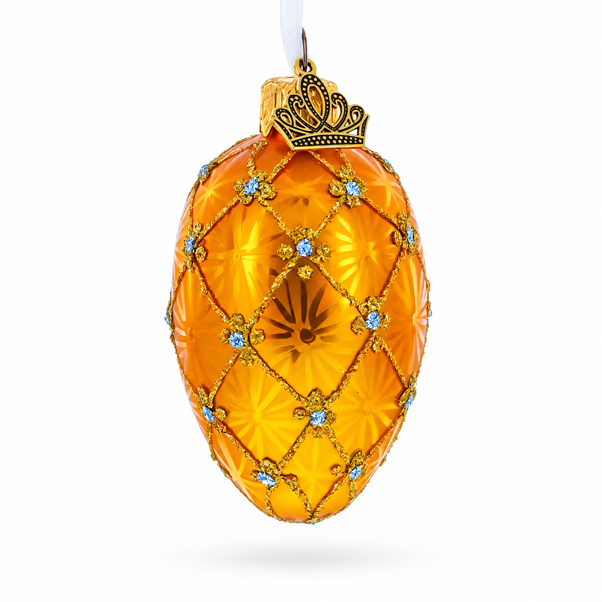 Coronation Royal Mini Blue Glass Egg Ornament 2.9 Inches
