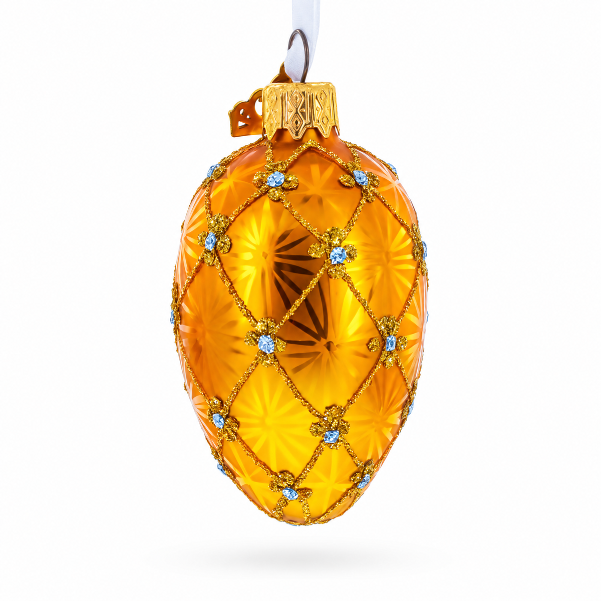 Coronation Royal Mini Blue Glass Egg Ornament 2.9 Inches