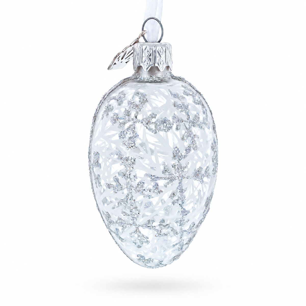 1913 Winter Mini Glass Egg Ornament 2.9 Inches