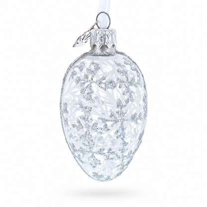 1913 Winter Mini Glass Egg Ornament 2.9 Inches