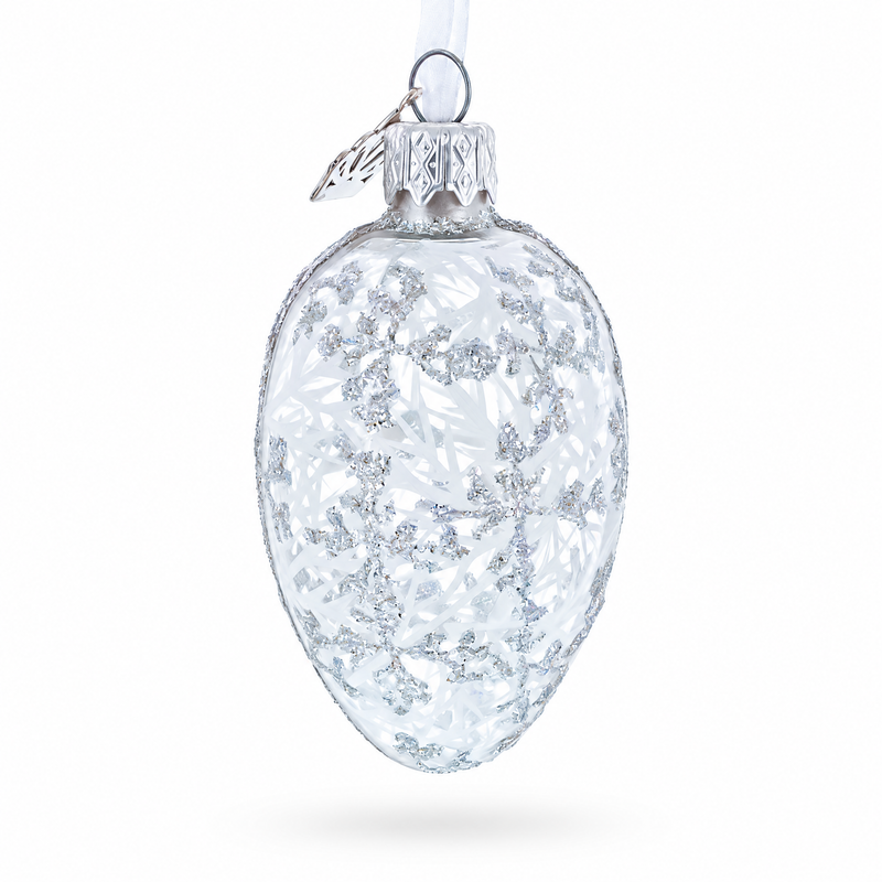 1913 Winter Mini Glass Egg Ornament 2.9 Inches