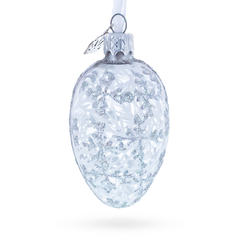 1913 Winter Mini Glass Egg Ornament 2.9 Inches