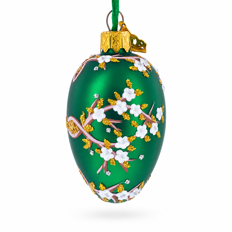 1901 Kelch Apple Blossom Mini Glass Egg Ornament 2.9 Inches