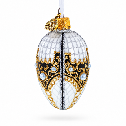 Mother of Pearl Mini Glass Egg Ornament 2.9 Inches