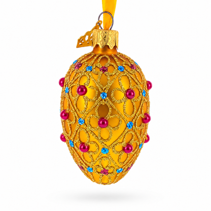 Royal Coronation Mini Glass Egg Ornament 2.9 Inches