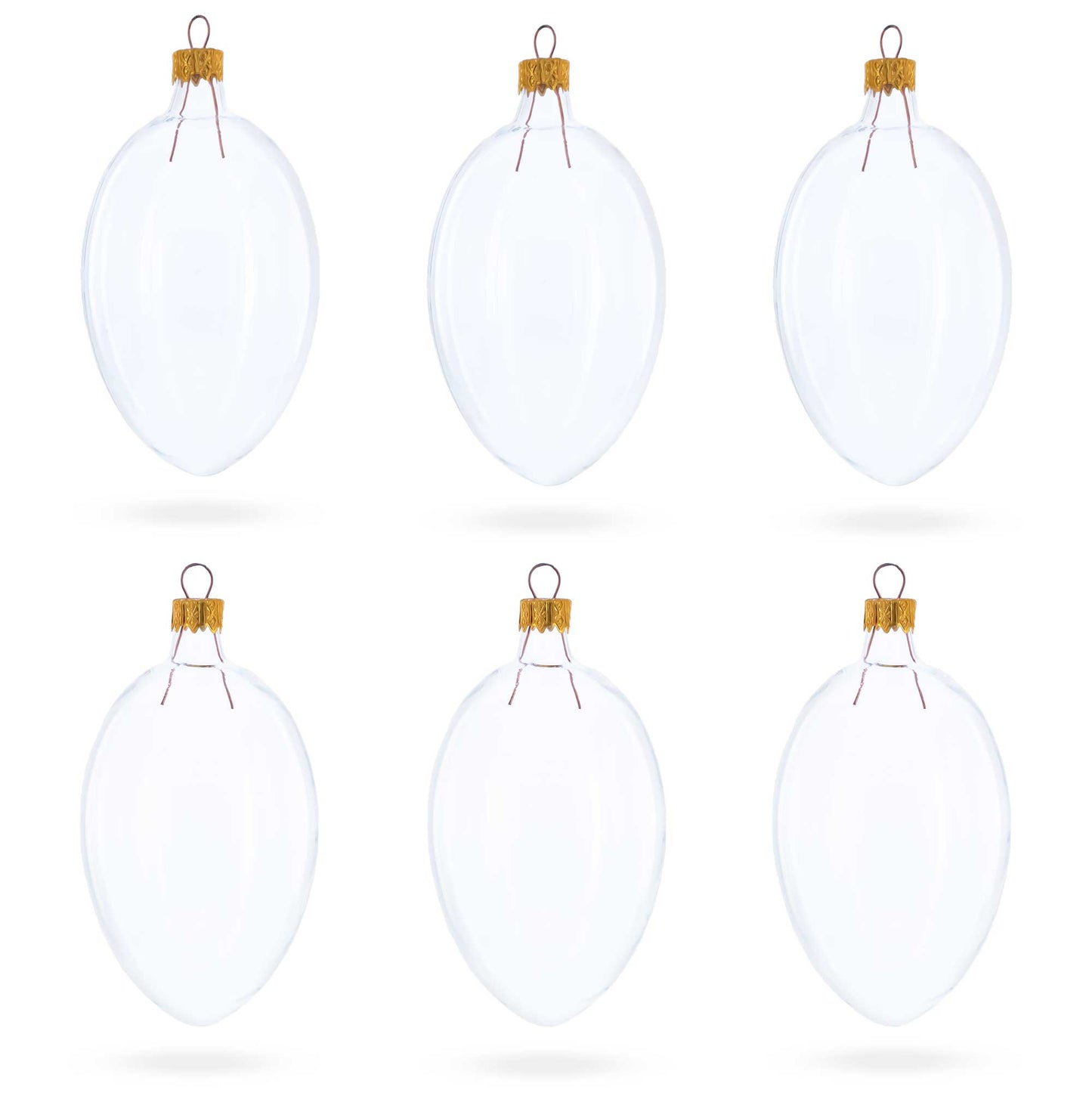 Set of 6 Clear Glass Egg Ornaments DIY Craft 4 Inches