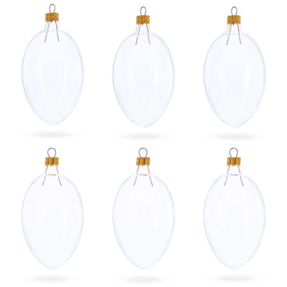Set of 6 Clear Glass Egg Ornaments DIY Craft 4 Inches