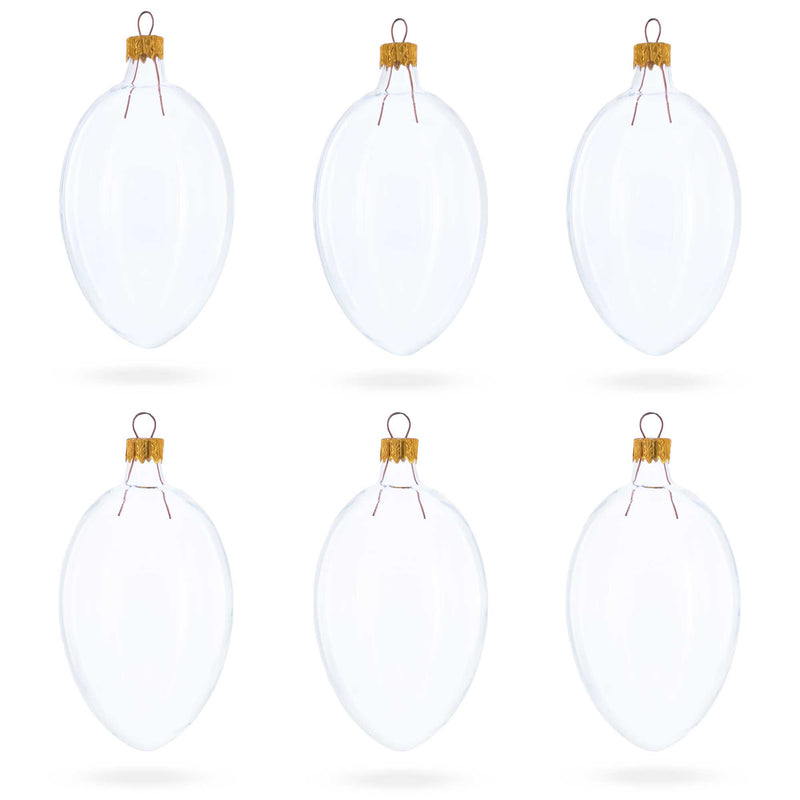 Set of 6 Clear Glass Egg Ornaments DIY Craft 4 Inches