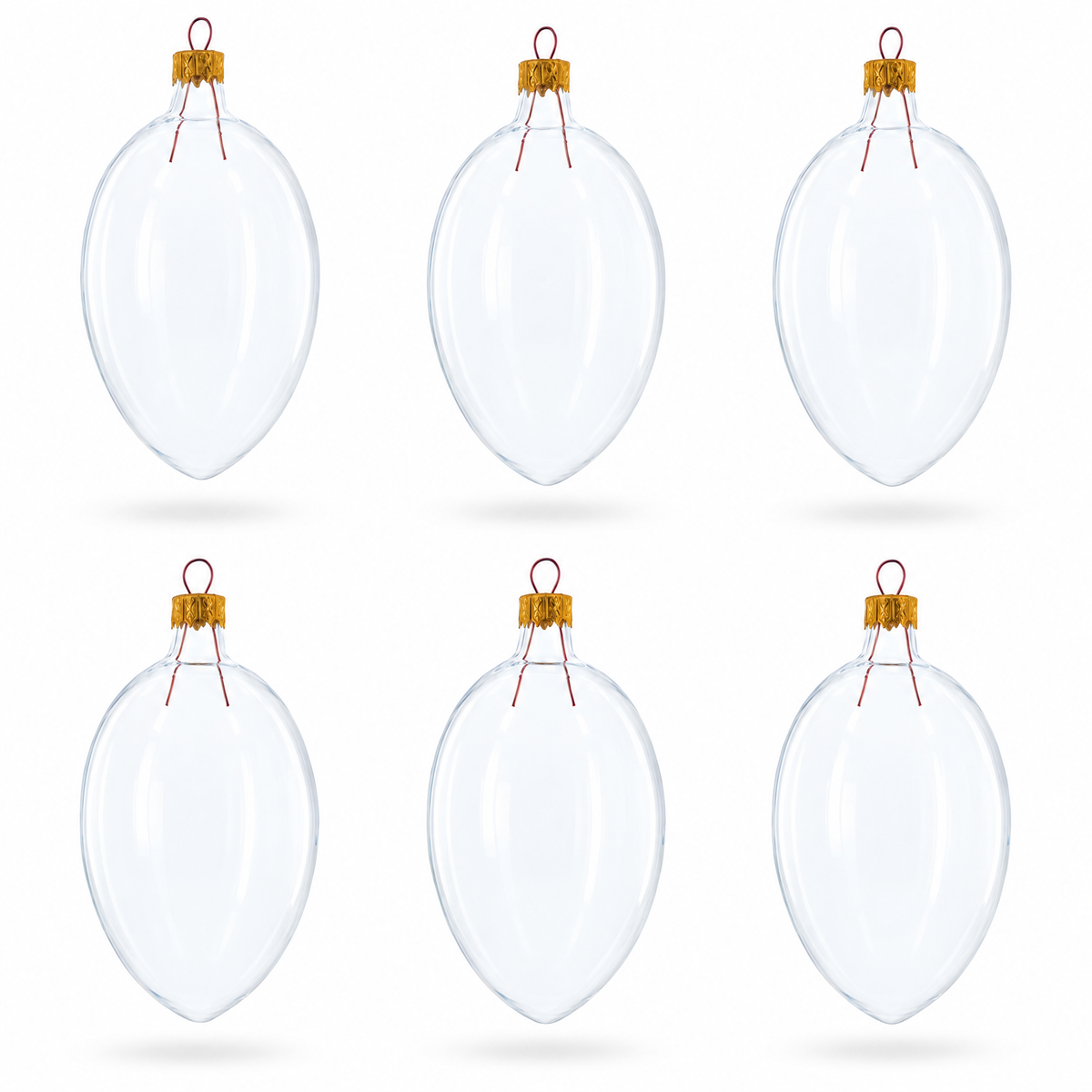 Set of 6 Clear Glass Egg Ornaments DIY Craft 4 Inches