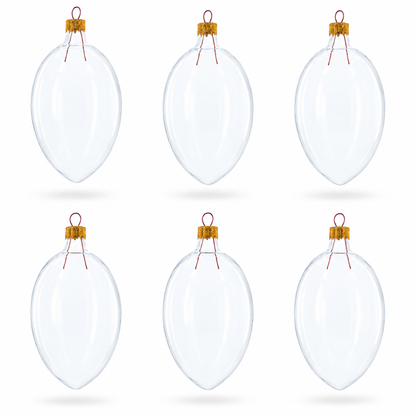 Set of 6 Clear Glass Egg Ornaments DIY Craft 4 Inches