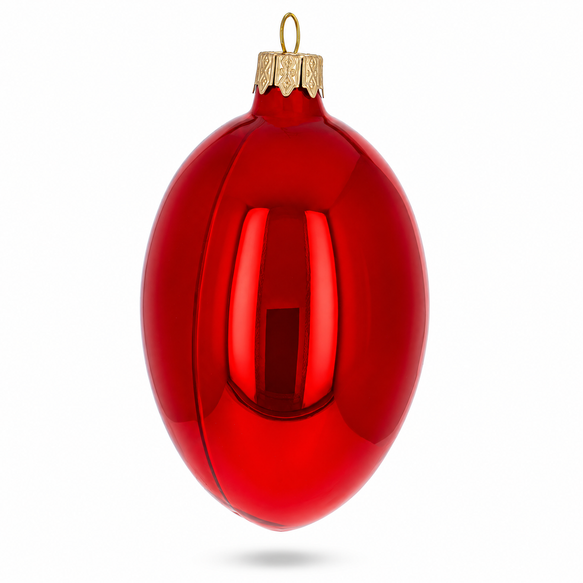 Set of 6 Red Glossy Glass Egg Ornaments 4 Inches