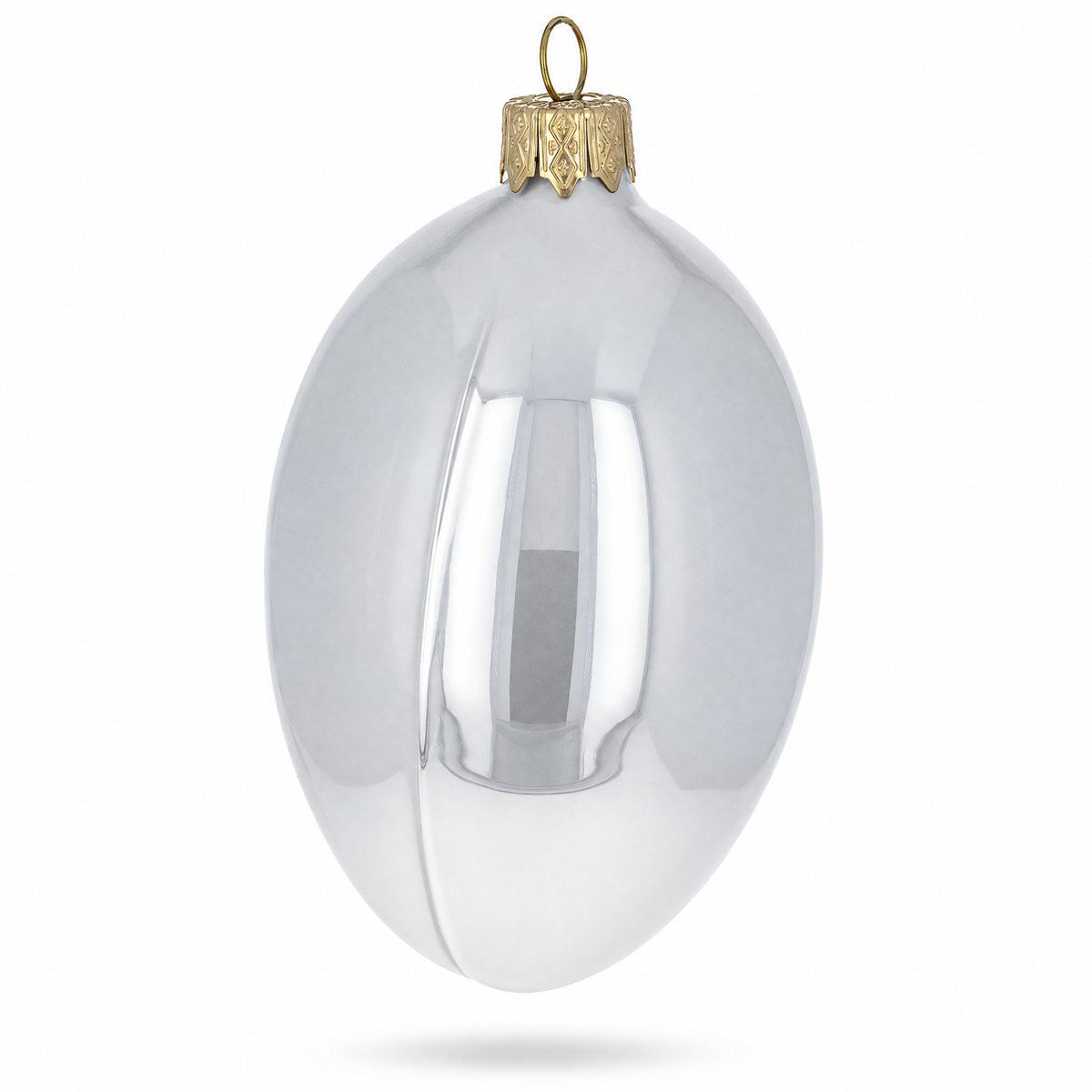 Set of 6 White Glossy Glass Egg Ornaments 4 Inches
