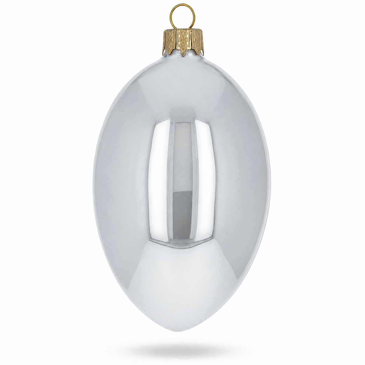 Set of 6 White Glossy Glass Egg Ornaments 4 Inches