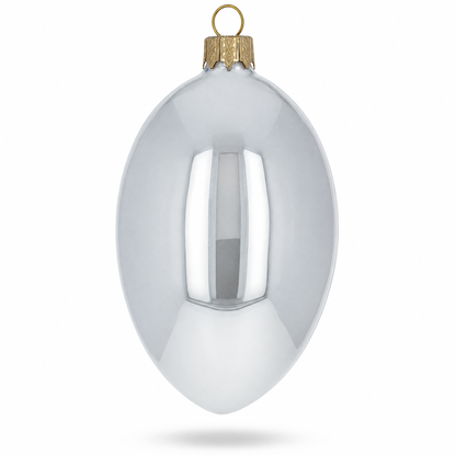 Set of 6 White Glossy Glass Egg Ornaments 4 Inches