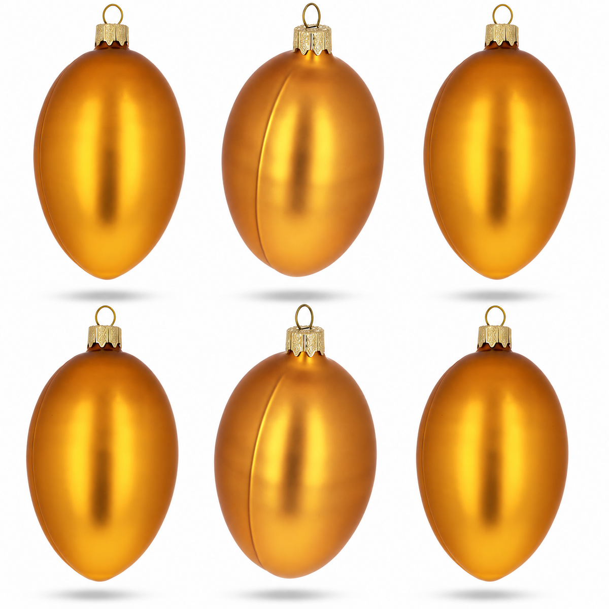 Set of 6 Orange Matte Glass Egg Ornaments 4 Inches