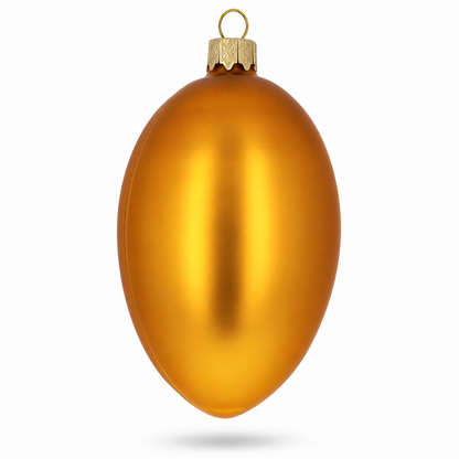 Set of 6 Orange Matte Glass Egg Ornaments 4 Inches