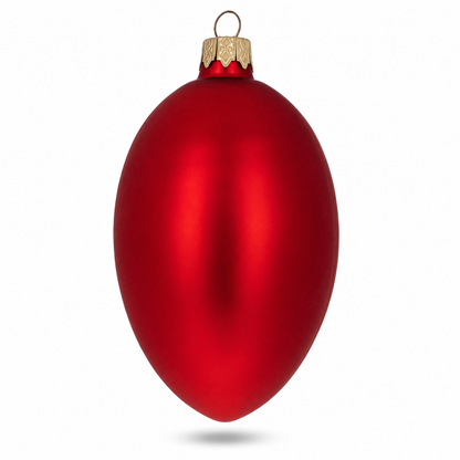 Set of 6 Red Matte Glass Egg Ornaments 4 Inches