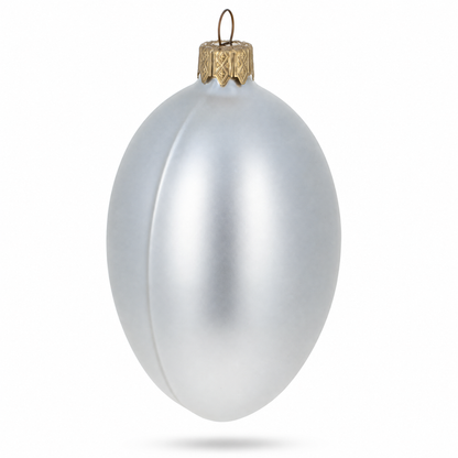 Set of 6 White Matte Glass Egg Ornaments 4 Inches