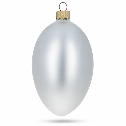 Set of 6 White Matte Glass Egg Ornaments 4 Inches