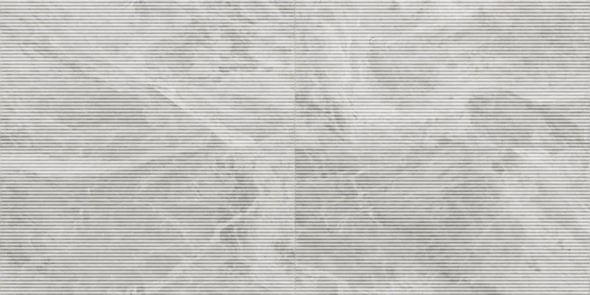 Veneer World Atelier Charme Evo Flute Pearl Grey Marble Look Porcelain Accent Tiles 24x48