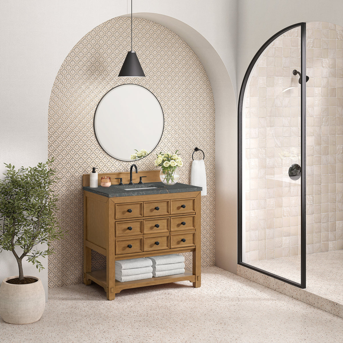 James Martin Malibu 36" Single Bathroom Vanity, Amber Birch