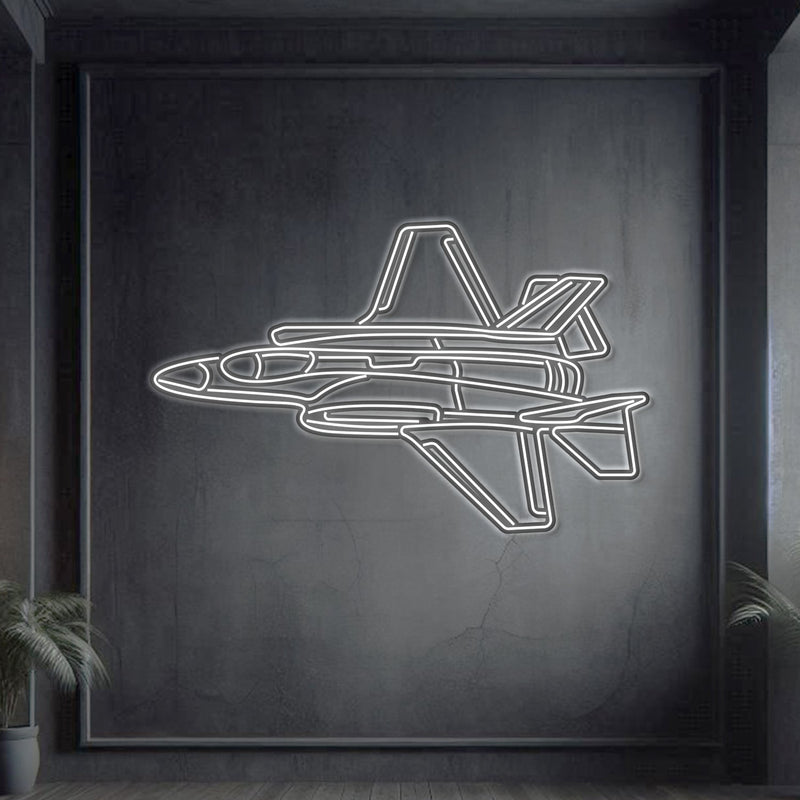 F-35A Lightning II Angle Metal Neon Aircraft Wall Art - NCN0042, angle view