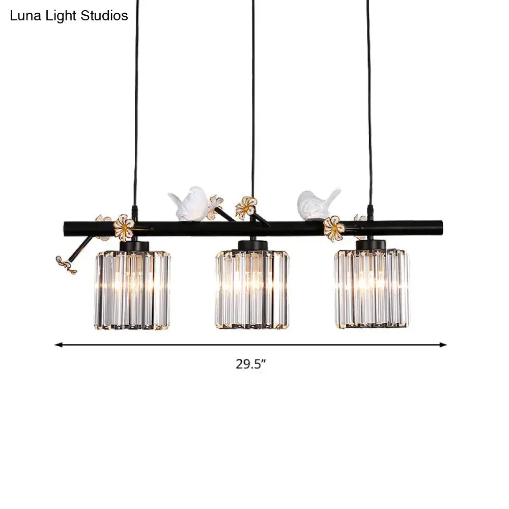 Lodge black and white island pendant light kitchen bird design