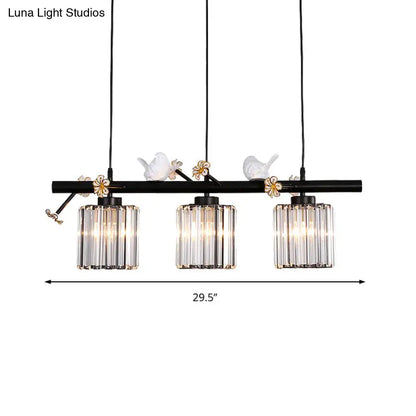 Lodge black and white island pendant light kitchen bird design