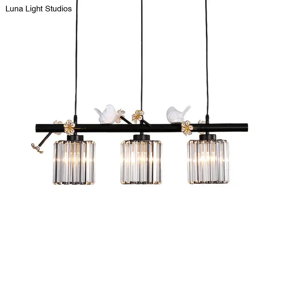 Lodge black and white island pendant light kitchen bird design