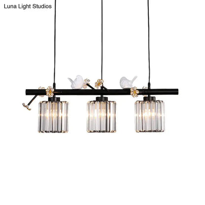 Lodge black and white island pendant light kitchen bird design