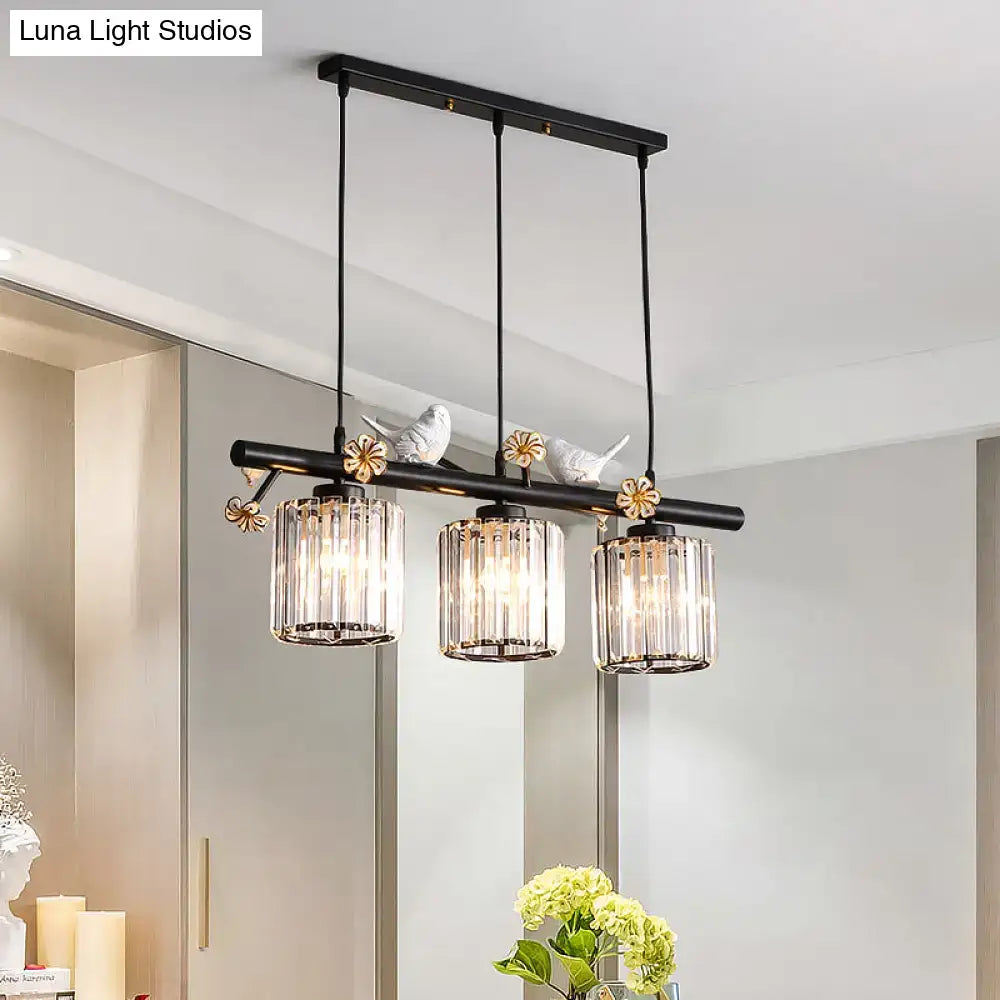 Lodge black and white island pendant light kitchen bird design