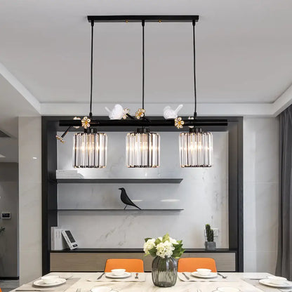 Lodge black and white island pendant light kitchen bird design