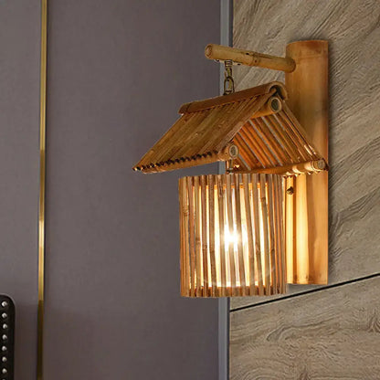 Lodge style bamboo house wall light – balcony e26 e27 sconce