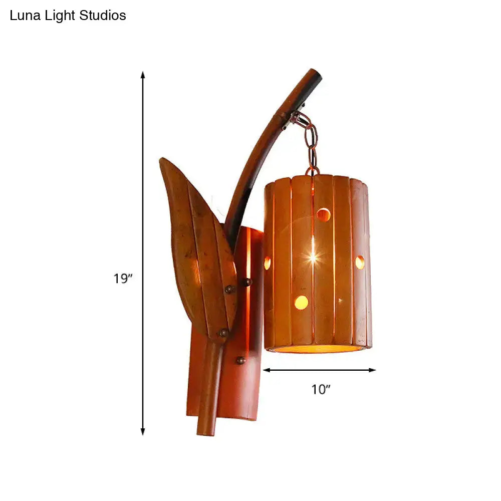 Lodge style brown wooden wall lamp corridor leaf lantern 220v-240v